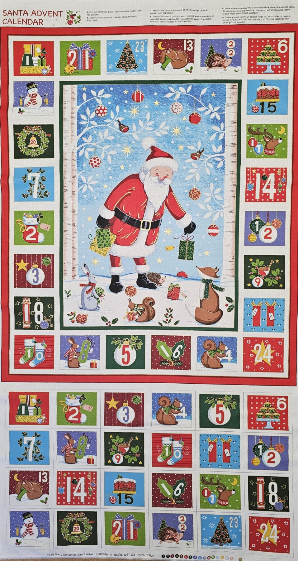 Fabric Panel - Merry Christmas Santa Advent Calendar - Panel 18