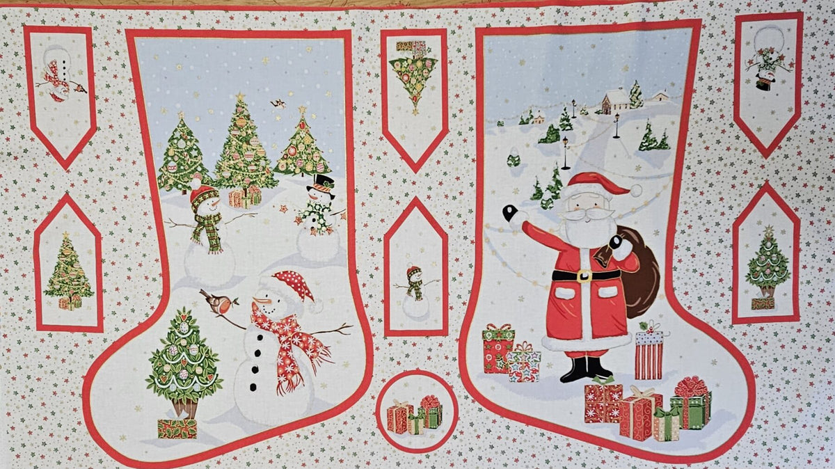 Fabric Panel - Jolly St Nick Christmas Stocking - Panel 17