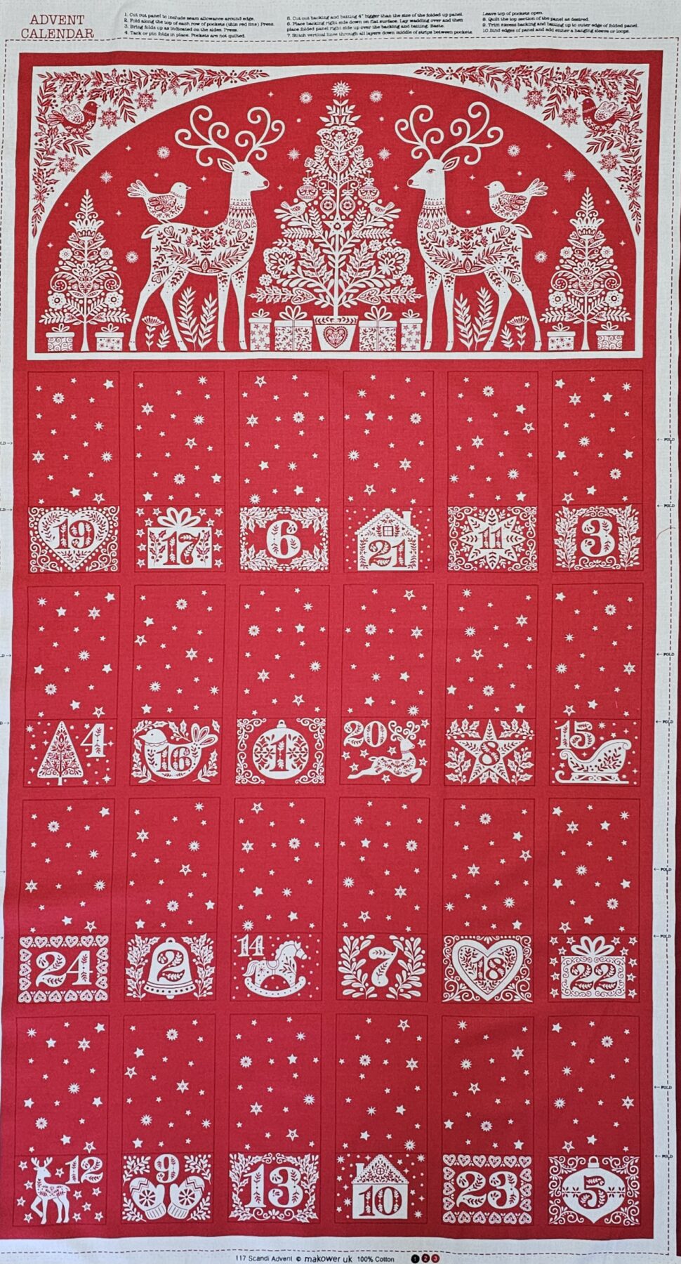 Fabric Panel - Scandi Christmas Advent Calendar - Panel 7