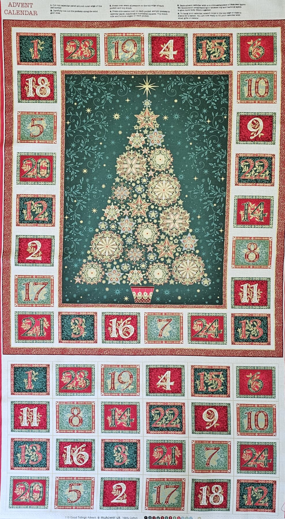Fabric Panel - Good Tidings Christmas Advent Calendar - Panel 2