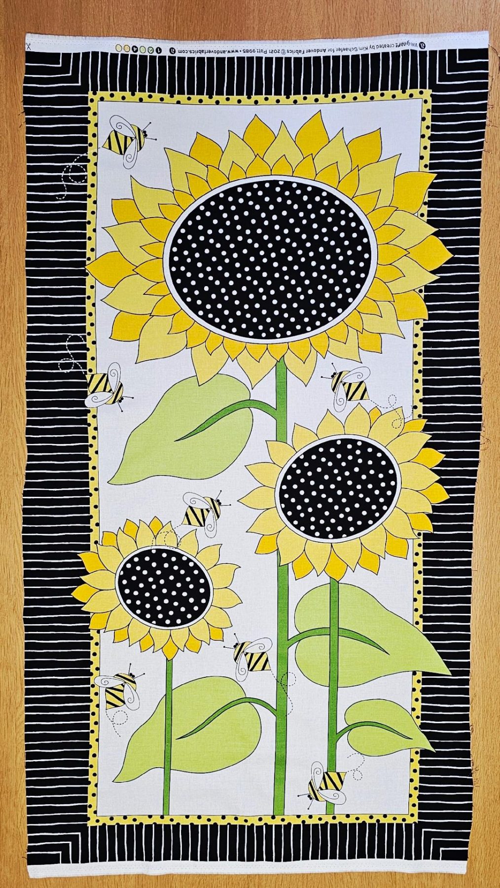 Fabric Panel - Pollinator Sunflower And Bees - Panel 54