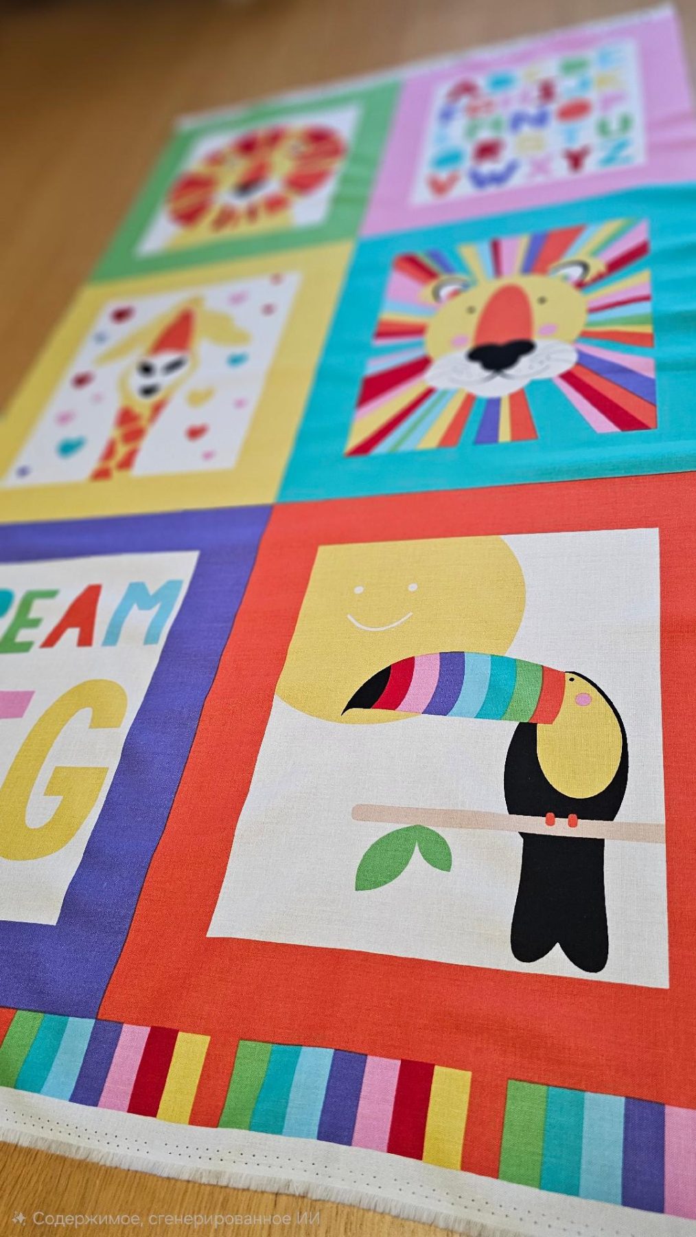 Fabric Panel - Safari Alphabet - Panel 6