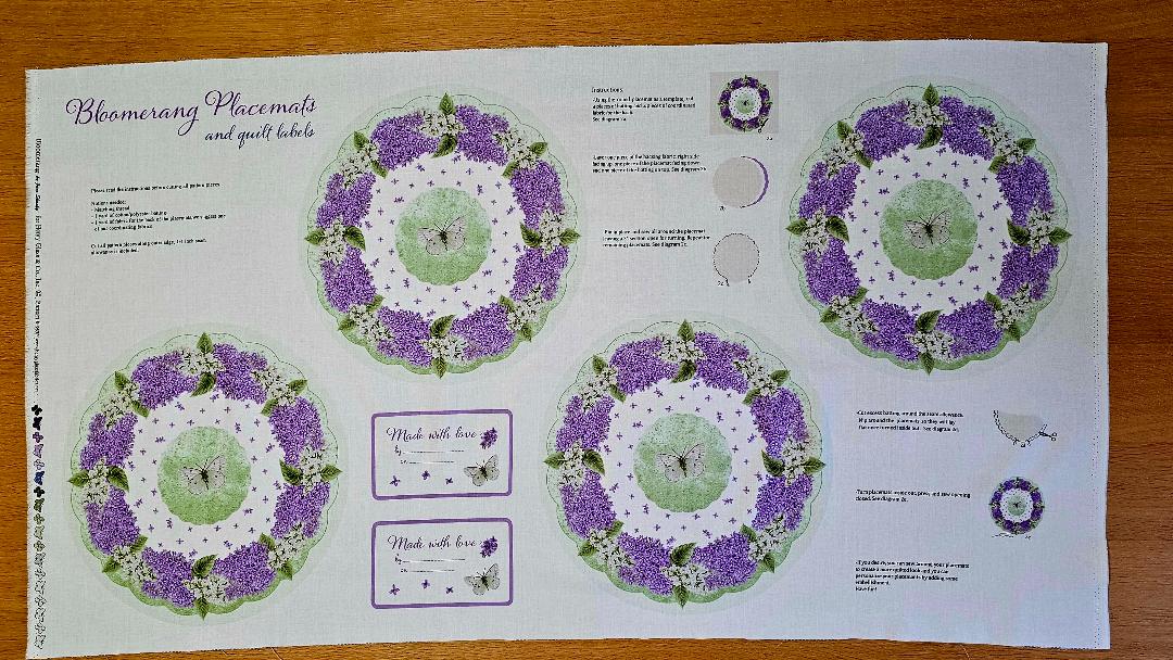 Fabric Panel - Bloomerang Placemats and Quilt Labels- Panel 21